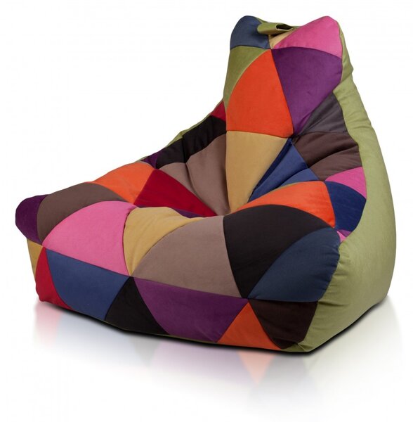 Pouf poltrona sacco seduta keiko s patchwork microfibra