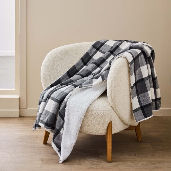 Coperta grigia in sherpa 125x150 cm Ecossais – douceur d'intérieur