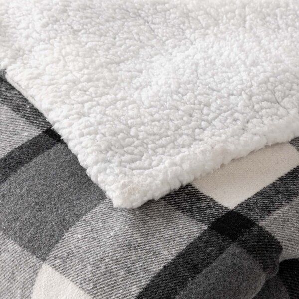 Coperta grigia in sherpa 125x150 cm Ecossais – douceur d'intérieur
