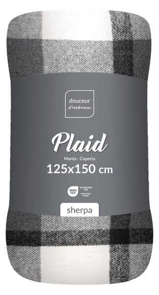 Coperta grigia in sherpa 125x150 cm Ecossais – douceur d'intérieur