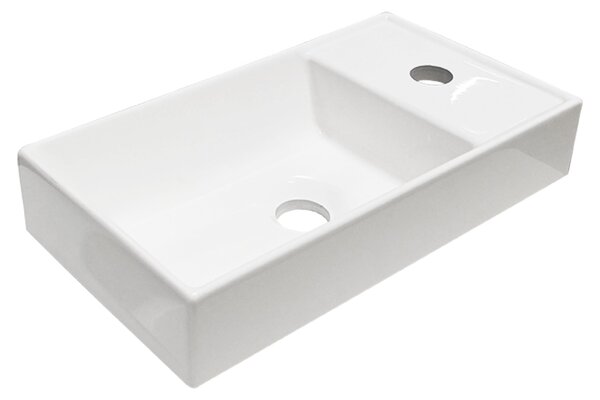 Lavabo da incasso a vasca singola da 40 cm, bianco lucido