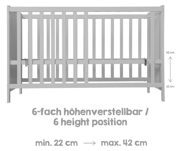 Lettino grigio/grigio tortora 60x120 cm Hamburg – Roba