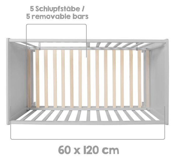 Lettino grigio/grigio tortora 60x120 cm Hamburg – Roba