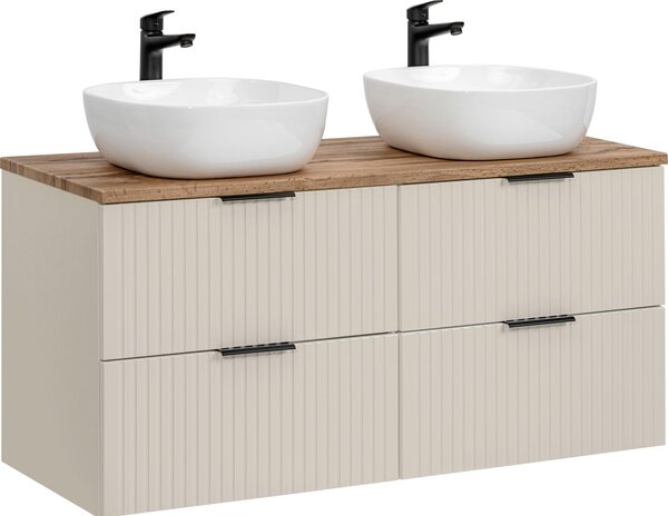 Mobile Bagno 120 Cm Con Piano In Rovere Wotan E 2 Lavabi Da Appoggio
