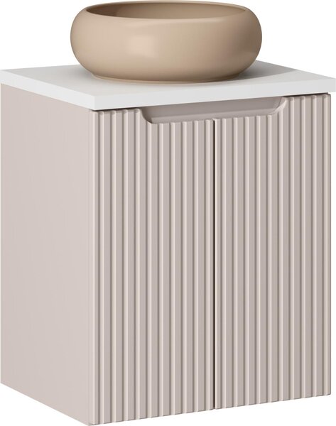 Mobile Bagno 50 Cm Cashmere + Piano Bianco + Lavabo Da Appoggio