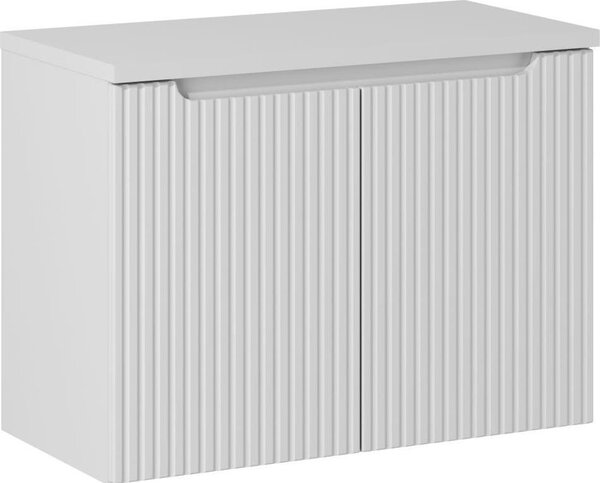 Mobile Da Bagno Sotto Lavabo 80 Cm Bianco Fresato Con Chiusura Silenziosa