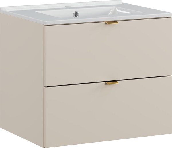 Mobile Bagno 60 Cm Color Cashmere Con Lavabo In Vetroceramica