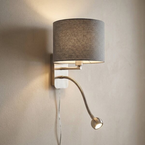 Trio Lighting Applique da parete Hotel, Alluminio / Grigio / Zincato, Camera da letto, Metallo, Moderno, Applique