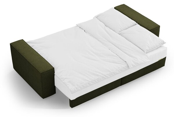 Divano letto verde scuro in tessuto bouclé 247 cm Jodie - Micadoni Home