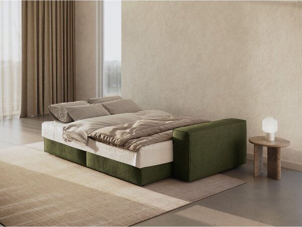 Divano letto verde scuro in tessuto bouclé 247 cm Jodie - Micadoni Home