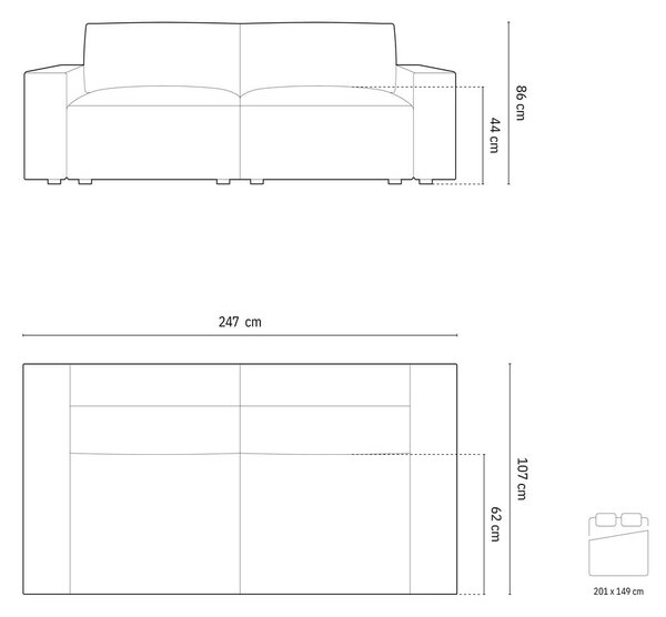 Divano beige allungabile/con contenitore con rivestimento in velluto 247 cm Jodie – Micadoni