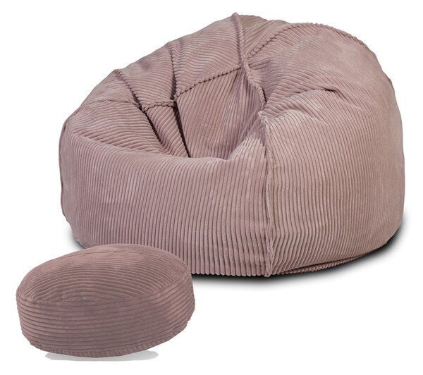 Lounge Pug Poltrona Sacco Classic In Velluto A Coste - Blu Egeo, Pouf Relax Per Adulti, Soggiorno, 75x75 Cm