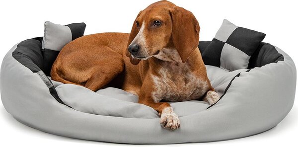 Lettino per cani lionto, elegante cesto per cani 4 in 1, idrorepellente, antigraffio e di facile manutenzione, 85x70 cm, grigio/nero
