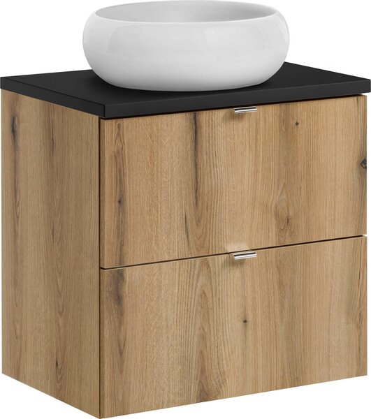 Moderno Mobile Da Bagno Da 60 Cm Con Piano Nero E Lavabo Da Appoggio