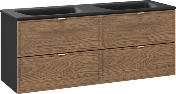 Mobile Bagno 120 Cm Rovere Nero Opaco Con Doppio Lavabo