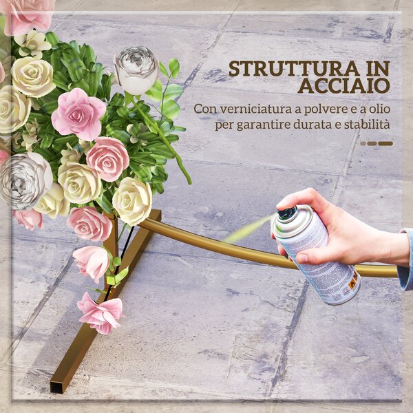 Outsunny Arco da Giardino in Acciaio, Archetto Nuziale Rotondo per Palloncini e Piante Rampicanti per Cerimonie, Compleanni ed Eventi, 222x60x224 cm, Oro | Aosom Italy