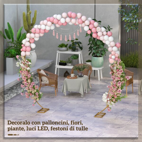 Outsunny Arco da Giardino in Acciaio, Archetto Nuziale per Palloncini e Piante Rampicanti per Cerimonie, Compleanni ed Eventi, Oro | Aosom Italy