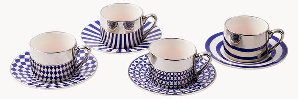 Set tazzine da caffè in porcellana con piattino Aunty, set da 8