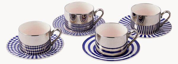 Set tazzine da caffè in porcellana con piattino Aunty, set da 8