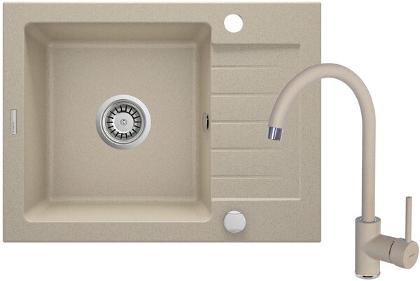 Granite sink with 1-bowl faucet with drainer