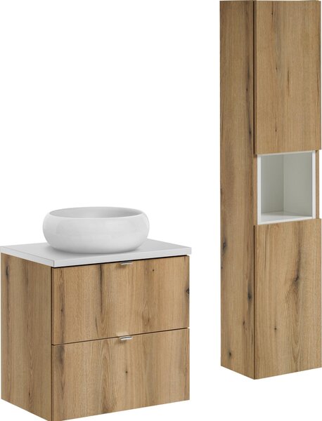Set Da Bagno Moderno Da 60 Cm Con Lavabo Da Appoggio E Colonna