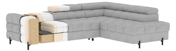 Divano angolare color crema allungabile/con contenitore (con penisola a destra/a L) e rivestimento in bouclé Ferucce – ELTAP