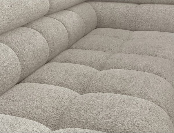 Divano angolare color crema allungabile/con contenitore (con penisola a destra/a L) e rivestimento in bouclé Ferucce – ELTAP