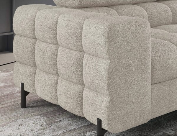 Divano angolare color crema allungabile/con contenitore (con penisola a destra/a L) e rivestimento in bouclé Ferucce – ELTAP
