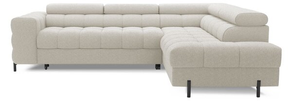 Divano angolare color crema allungabile/con contenitore (con penisola a destra/a L) e rivestimento in bouclé Ferucce – ELTAP