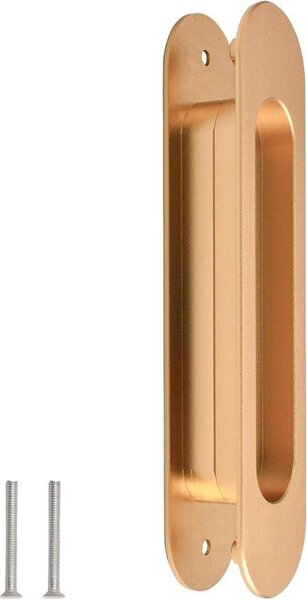 Set di maniglie per porte in alluminio - 2 pezzi - Finitura champagne - Modello moderno a doppia faccia - Per armadi, porte scorrevoli, mobili
