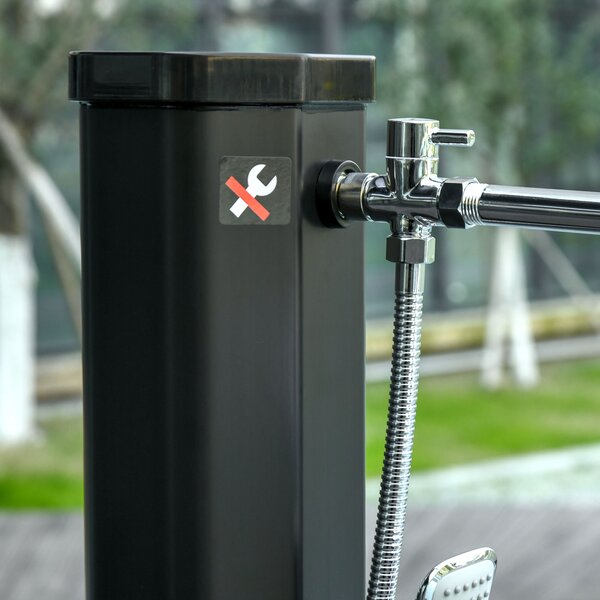 Outsunny Doccia solare da esterno serbatoio 35L pressione max 3,5 bar, miscelatore, grande soffione, doccetta, rubinetto per i piedi