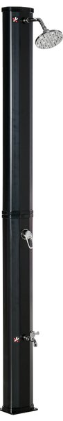 Outsunny Doccia solare esterna 35L doccia da giardino spiaggia piscina solare con doccetta e rubinetto termometro integrato acqua fredda e calda max. 55°C PVC ABS dim. 17,5l x 14,5l x 216H cm nero