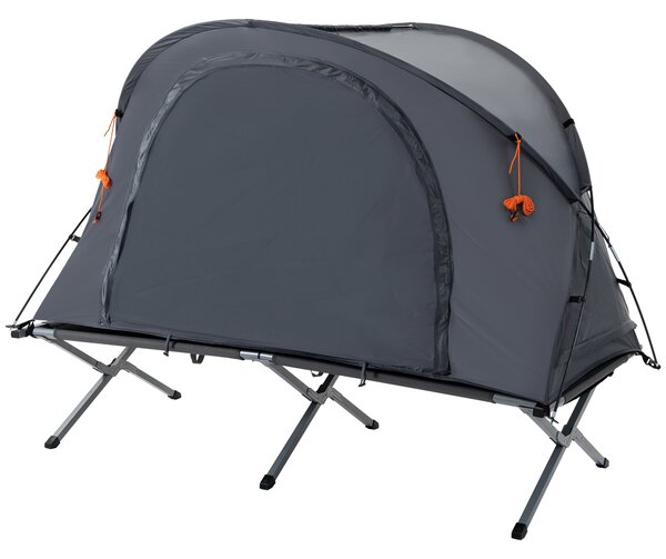 Outsunny Set tenda da campeggio 3 in 1 con letto da campo 1 persona, tenda e 1 materasso gonfiabile - borsa per il trasporto inclusa