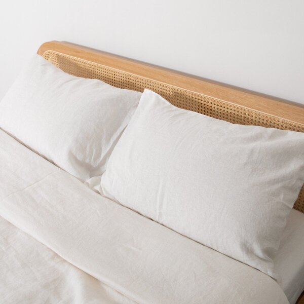 Set copripiumino e federa bianco in lino per letto singolo 135x200 cm Blanco – Native Natural
