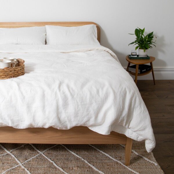 Set copripiumino e federa bianco in lino per letto singolo 135x200 cm Blanco – Native Natural