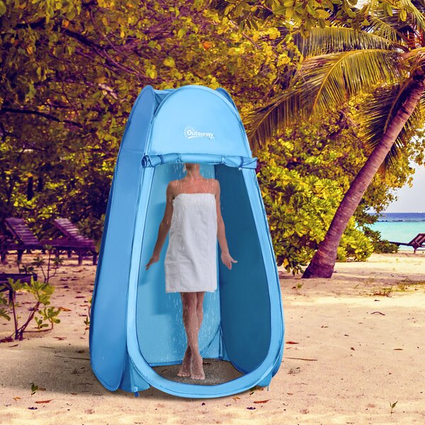 Outsunny Tenda da doccia pieghevole pop-up automatica istantanea armadio da cambio campeggio poliestere blu