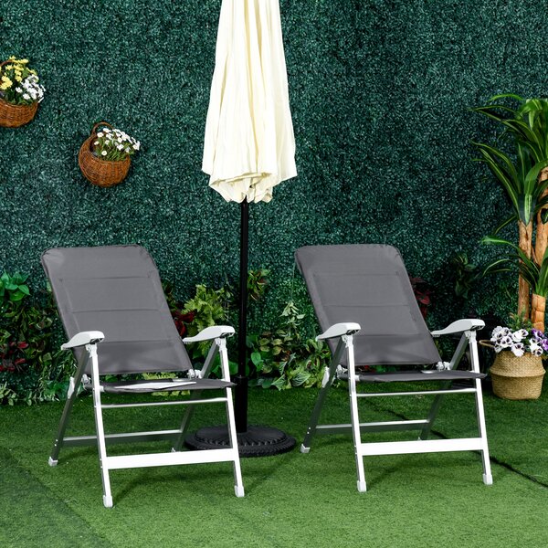 Outsunny Lot de 2 sedie da giardino pieghevoli sedia da esterno con schienale alto reclinabile in diverse posizioni braccioli