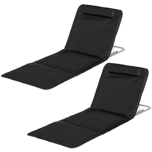 Outsunny Set di 2 Tappetini da Spiaggia Imbottiti - Materassi da Spiaggia - tappetini da Spiaggia - Schienale reclinabile Multi-Posizioni - Borsa per il Trasporto Inclusa - Metallo Poliestere PE Nero