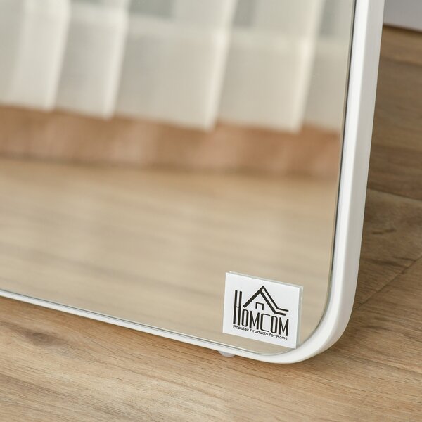 HOMCOM Specchio a Terra e a Parete rettangolare dim. 37L x 43l x 156H cm Legno Aspetto Bianco
