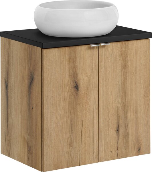 Mobile Bagno Da 60 Cm Con Piano Nero E Lavabo Da Appoggio