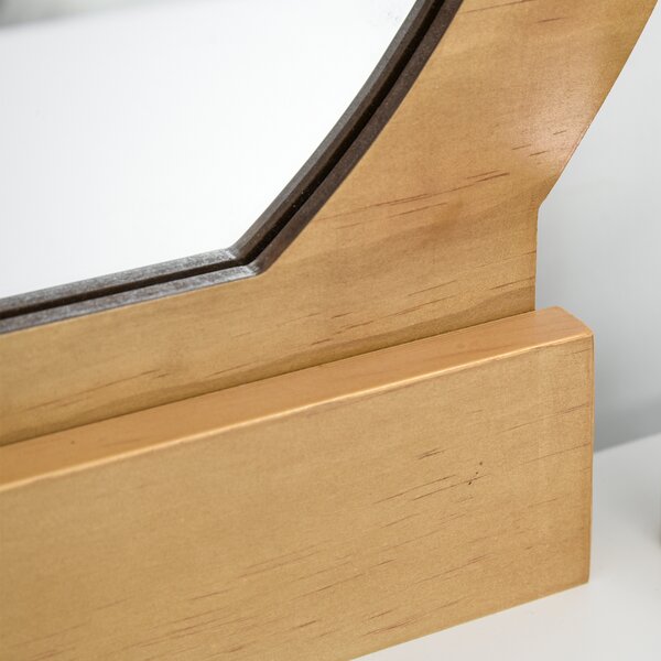 HOMCOM Toeletta Design Scandinavo con Specchio, 2 Cassetti e Sgabello Bianco e Pino Chiaro