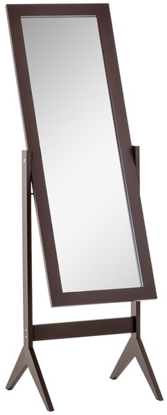 HOMCOM Specchio da Terra Grande Specchio con Inclinazione Regolabile per Armadio Camera da Letto dim. 47L x 46l x 148H cm in Legno Marrone Scuro