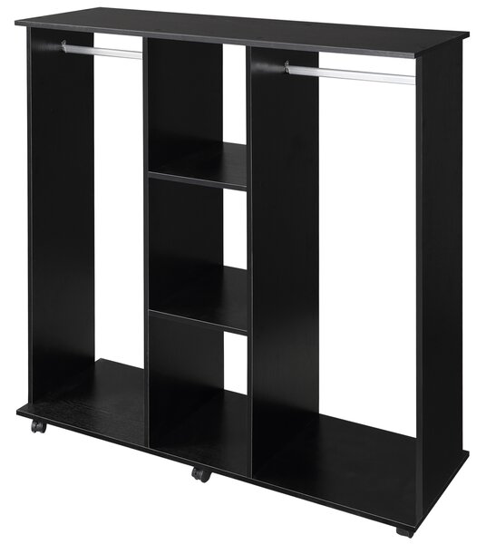 HOMCOM Armadio penderie Mobile in Legno con 6 ruote 120L x 40l x 128H cm Nero