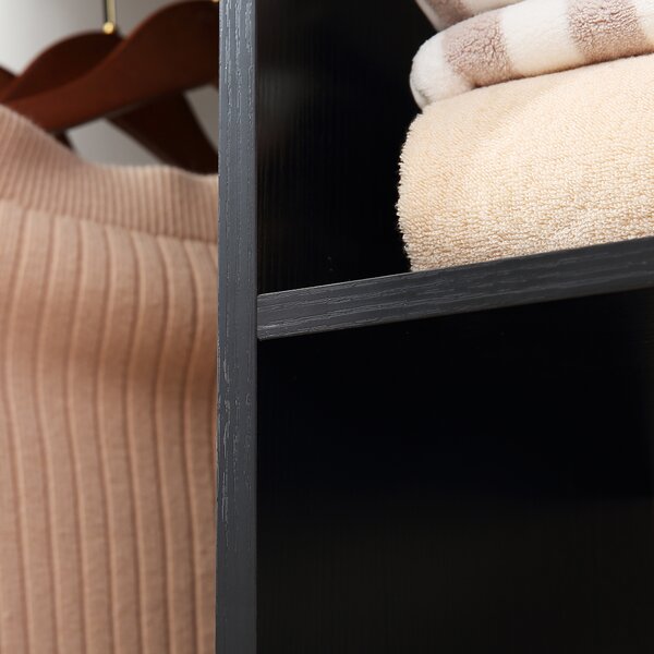 HOMCOM Armadio penderie Mobile in Legno con 6 ruote 120L x 40l x 128H cm Nero