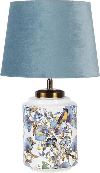 Clayre & Eef Lampada da tavolo Ø 25x41 cm Uccello in plastica bianco blu