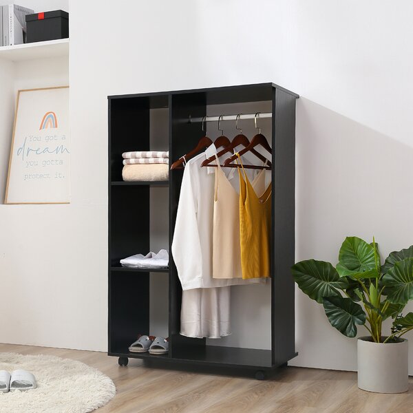 HOMCOM Armadio appendiabiti Armadio da Rangement Mobile Pannelli di Particelle Nero