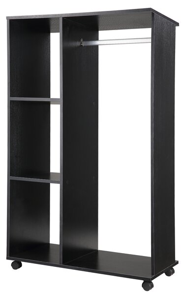 HOMCOM Armadio appendiabiti Armadio da Rangement Mobile Pannelli di Particelle Nero