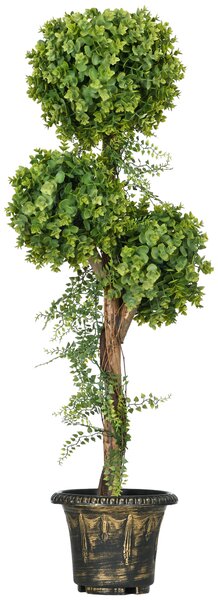 HOMCOM Albero artificiale a 3 palle di bosso con vaso in cemento, interno ed esterno, altezza 115 cm