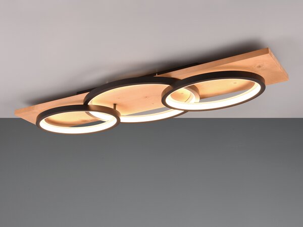 Lampada da soffitto a LED BARCA, dimmerabile, in legno, larghezza 101 cm, nera