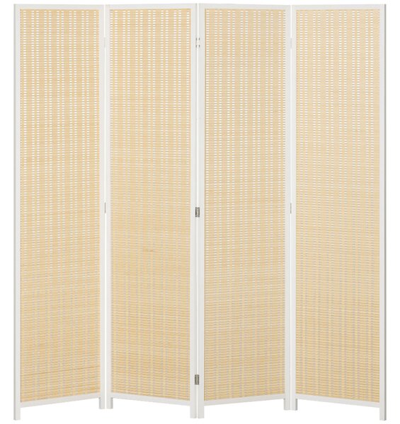 HOMCOM Paravento in legno separatore di ambienti pieghevole 4 pannelli 180 x 180 cm legno naturale
